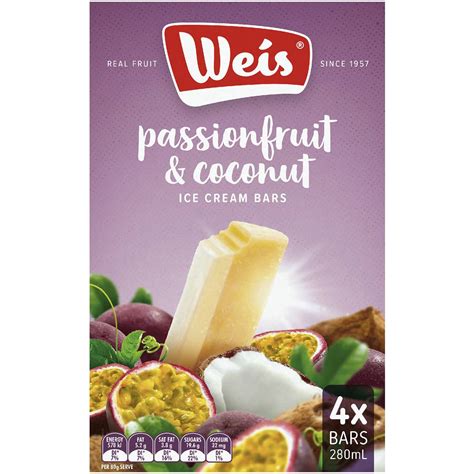 Weis Passionfruit Coconut Ice Cream Bars 4 Pack Woolworths