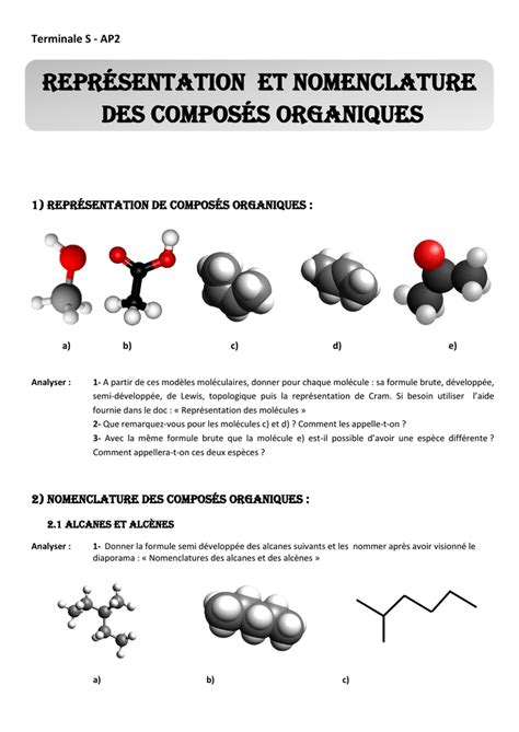 Représentation et nomenclature Des composés organiques