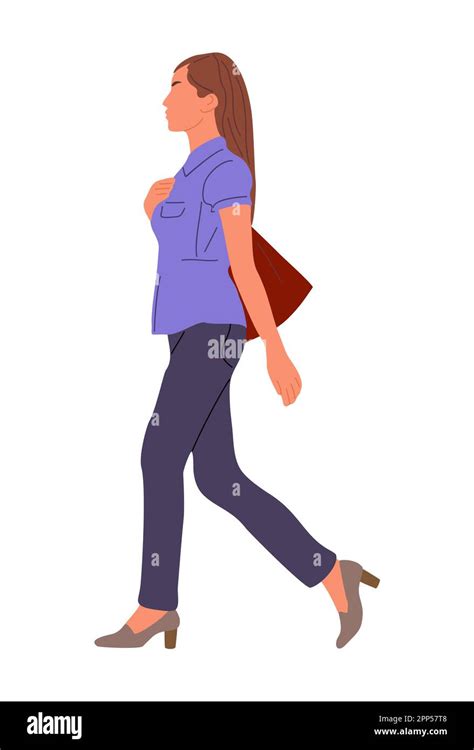 Business Woman Walking Side View Vector On White Stock Vector Image