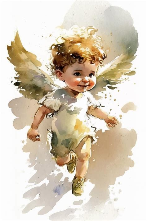 Premium AI Image | A watercolor painting of a baby angel with wings