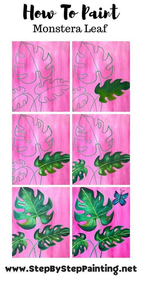 Monstera Leaf Aesthetic Acrylic Painting Tutorial Painting Tutorial Leaf Drawing Dot Art