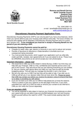 Discretionary Housing Payment Bapplicationb Form North Tyneside Bb