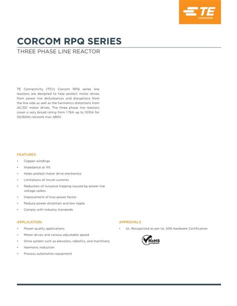 Te Connectivity Corcom Power Datasheets Mouser