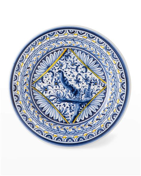 Neiman Marcus Pavoes Blue And Yellow Dinner Plates Set Of 4 Neiman