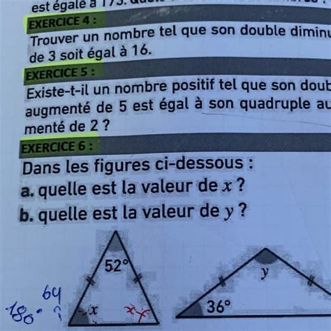 EXERCICE 6 Dans Les Figures Ci Dessous A Quelle Est La Valeur De X