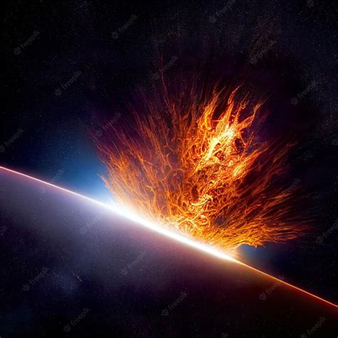 Premium Photo | Meteorite hit the earth and exploded Digital art