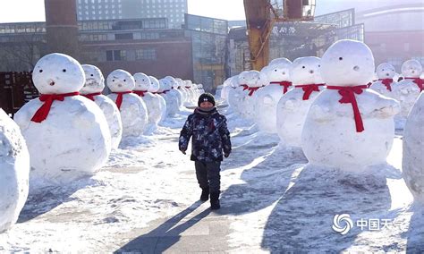 哈尔滨雪人“阅兵”迎新年 场面壮观如兵马俑布阵 图片频道