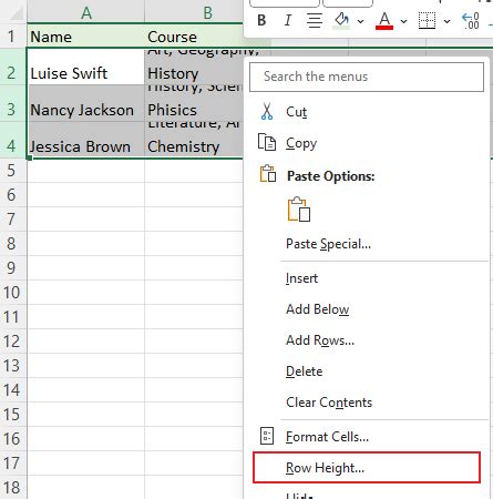 Tricks zum Ändern der Spaltenbreite und Zeilenhöhe in Excel