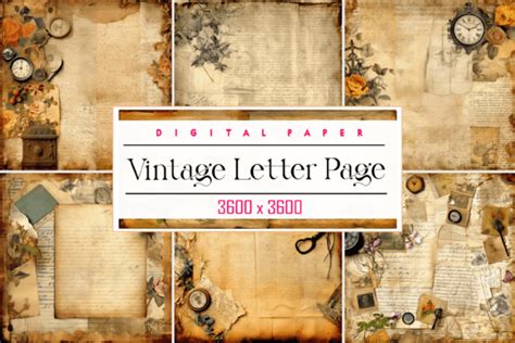 vintage letter page design graphic  printable design creative fabrica