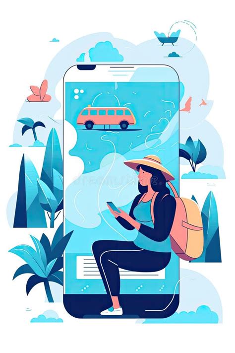 Travel app illustration stock illustration. Illustration of woman - 274483820