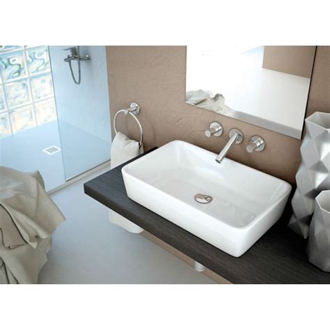 Lavabo Iris Ceramico Rectangular Sobre Encimera Blanco