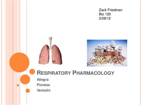 Respiratory Pharmacology Bio 120 Presentation Ch 7