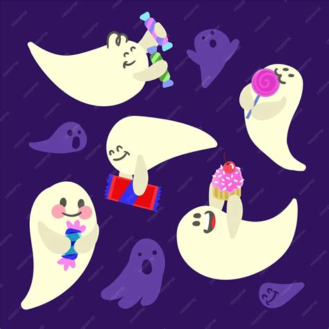 Free Vector Hand Drawn Style Halloween Ghost Collection