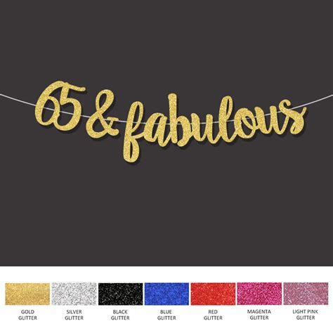 Gold/Black/Silver glitter 65&fabulous banner 65th happpy birthday sign ...