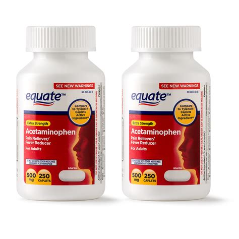 Equate Extra Strength Acetaminophen Caplets 500 Mg 500 Count 2 X