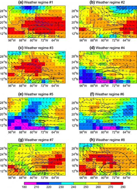 Mean raw OLR shadings in Wm² and 925 hPa winds vectors with thin