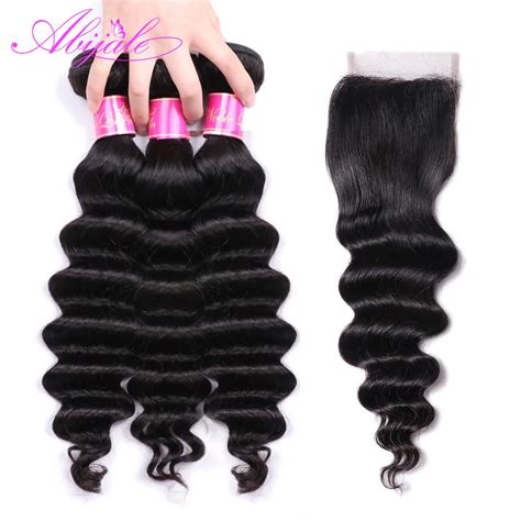 Abijale Loose Deep Wave Bundles With Closure Remy Human Hair Bundles