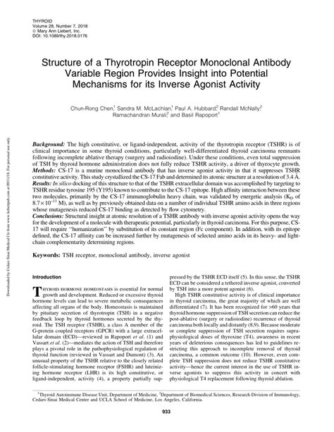 (PDF) Structure of a TSH receptor monoclonal antibody variable region ...