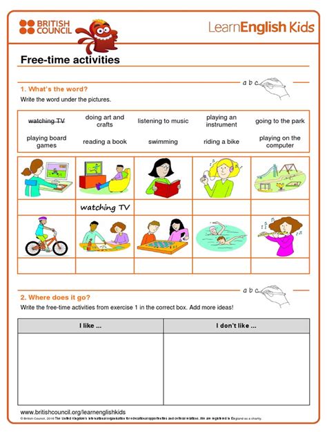 Worksheets Free Time Activities Pdf Pdf Worksheets Library