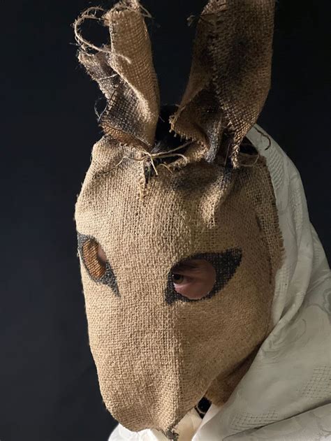 Creepy Scary Burlap Rabbit Horror Prop Mask Adult Halloween Rabbit ...