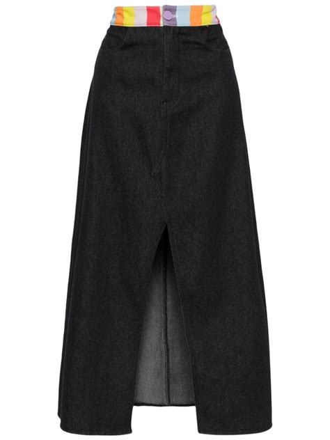 Olivia Rubin Vic Midi Denim Skirt Black Farfetch