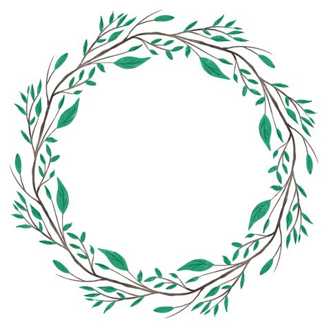 Cute Botanical Wreath Leaves Hand Drawn Illustration Leaves Wreath