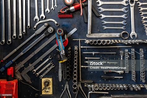 Photo Of A Mechanic Tools In Workshop Stock Photo - Download Image Now ...