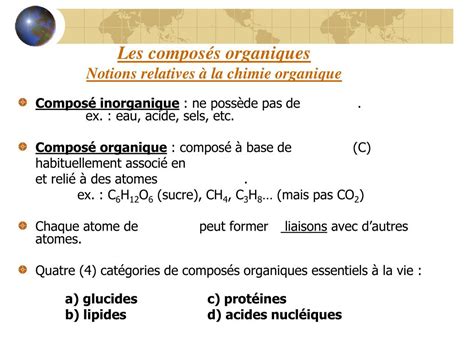 PPT Les composés organiques Notions relatives à la chimie organique