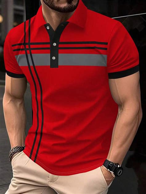 Manfinity Mode Men Plaid Contrast Color Polo Shirt Shein Usa