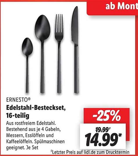 Ernesto Edelstahl Besteckset 16 Tlg Angebot Bei Lidl