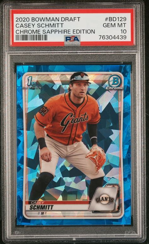 Psa Casey Schmitt St Bowman Chrome Sapphire Refractor Rc Gem