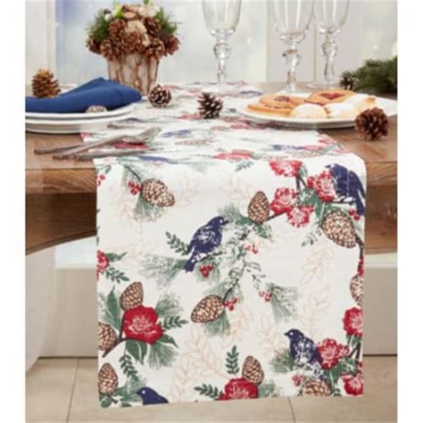 Saro Lifestyle 557 M1472B 14 X 72 In Pinecones Birds Table Runner