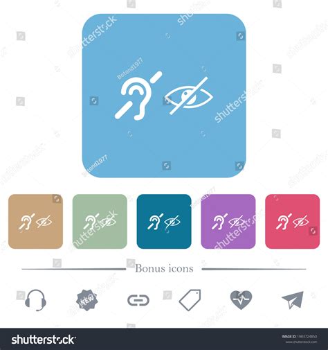 Hearing Visually Impaired Symbols White Flat Stock Vector Royalty Free