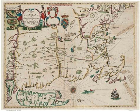 New England 1675 Old Map Reprint King Phillips War Etsy