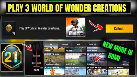 Play World Of Wonder Creations Bgmi M Week Mission Explain M