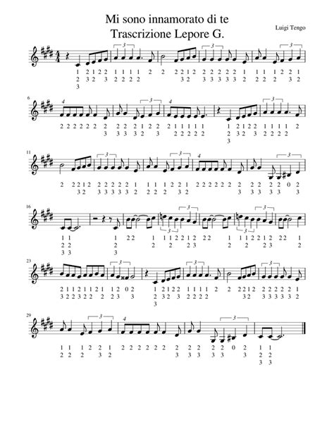 Mi Sono Innamorato Di Te Sheet Music For Piano Solo Easy