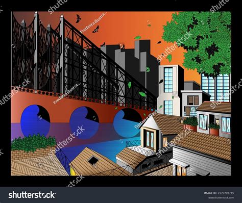 Colored Two Point Perspective City Design Stock Vector (Royalty Free) 2170702745 | Shutterstock