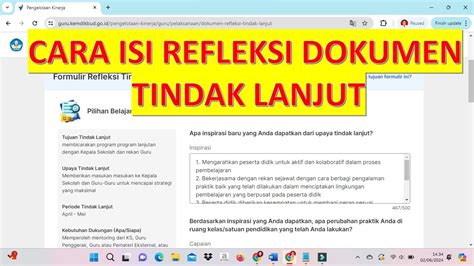 Cara Mengisi Refleksi Tindak Lanjut Di PMM YouTube