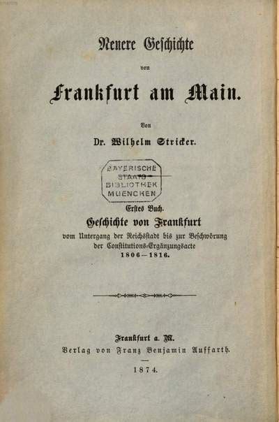 Neuere Geschichte Von Frankfurt Am Main 1 Geschichte Von Frankfurt