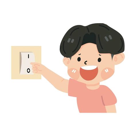 Kid Boy Turning Off Light Using Switch 23842795 Vector Art At Vecteezy