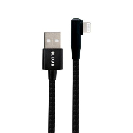 Olixar 1 5m Black USB A To Lightning Right Angled Braided Cable For