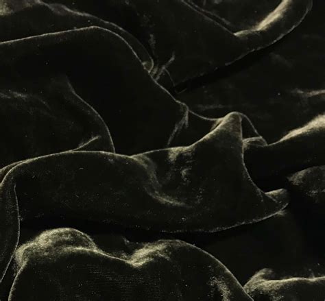 Dark Olive Green Silk Velvet Fabric Etsy