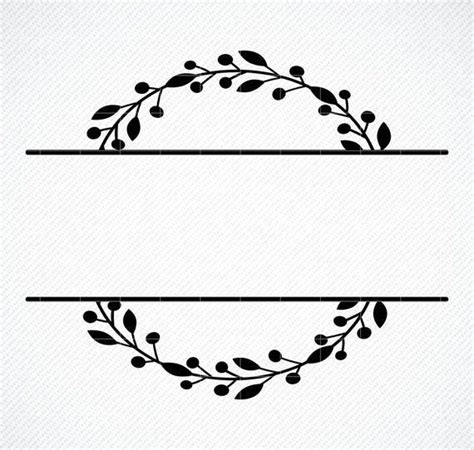 Graceful wedding monogram frame svg cut file dxf png family split monogram cricut svg floral ...