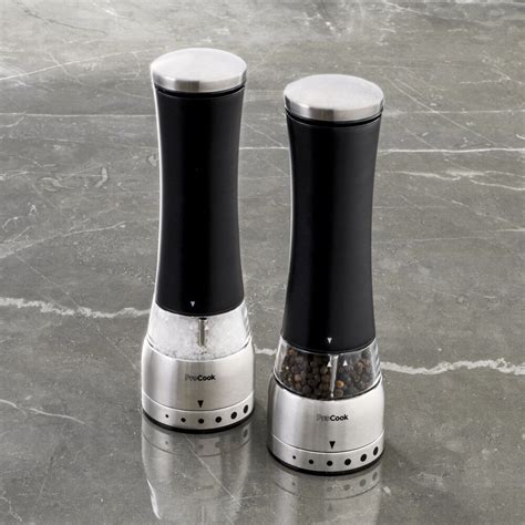 Procook Premium Electric Salt And Pepper Mill Set Stainless Steel Black