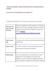 Lit Review Prep Template For Article Docx Nur Exploring