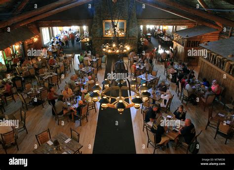 Old Faithful Inn, dining room Old Faithful Inn dining room Stock Photo ...