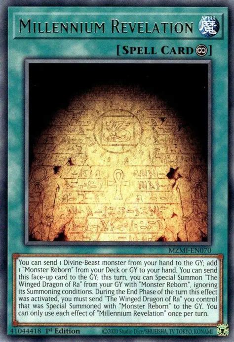 YuGiOh Trading Card Game Maze of Millennia Single Card Rare Millennium Revelation MZMI-EN070 ...