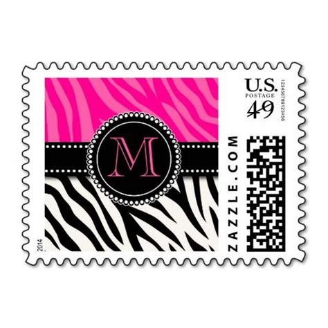 Modern Girly Black Pink Zebra Print Personalized Postage Zazzle