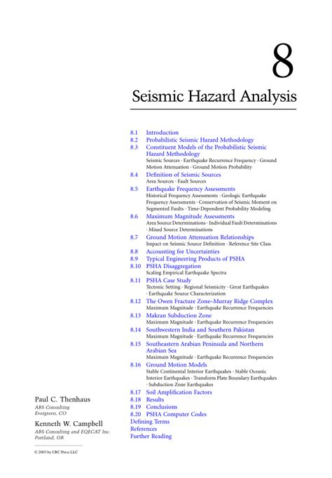 (PDF) Seismic hazard analysis