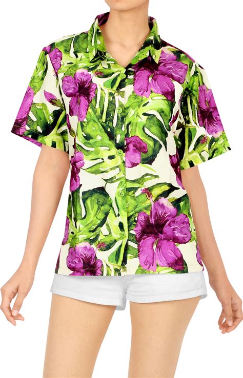 La Leela Womens Button Down Blouses Casual Summer Beach Party Short